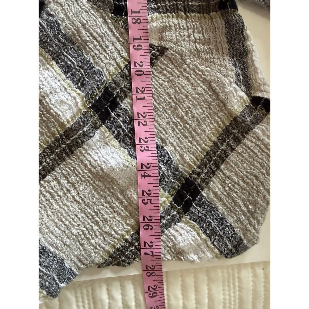 Habitat Linen Blend Top Crinkle Artsy Blouse Button Cuff Asymmetric Lagenlook XL - Picture 12 of 13
